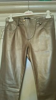 Брюки золотые, чёрные кожа ричмонд