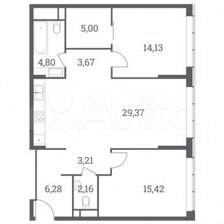 2-к квартира, 84 м², 41/51 эт.