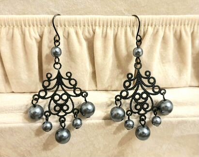 Серьги с жемчугом филигрань