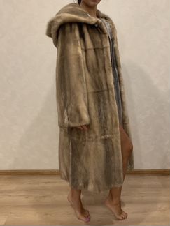 Шуба норковая с капюшоном колотый лёд длинная цель