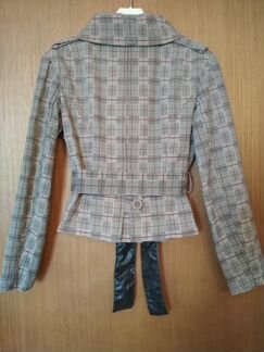 Жакет в клетку с поясом женский/подростковый