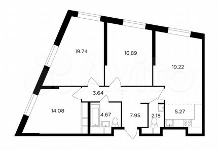 4-к квартира, 93.6 м², 23/30 эт.