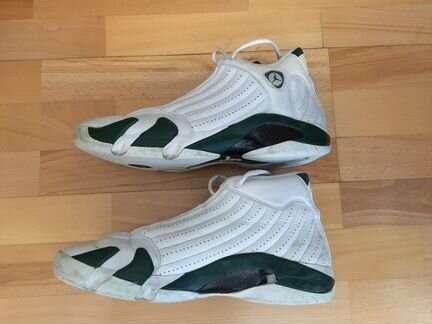 Nike air jordan retro 14 бело/зеленые 44.5 11.5 us