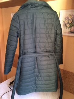 Пальто пуховик зеленый, 42-44