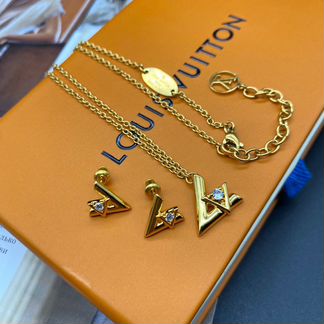 Колье Louis Vuitton серьги LV V