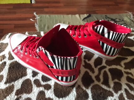 Кеды высокие красные унисекс