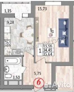 1-к квартира, 35.6 м², 6/33 эт.