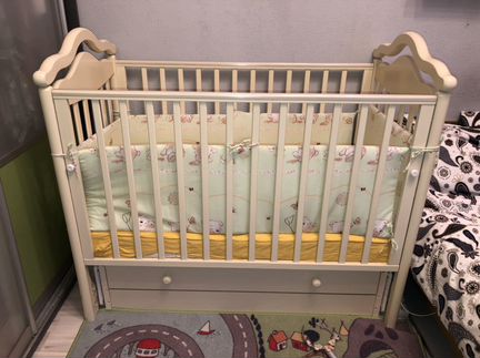 Детская кроватка маятник плюс матрас