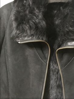 Черная куртка-дубленка из натуральной овчины