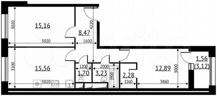 2-к квартира, 60.9 м², 14/22 эт.