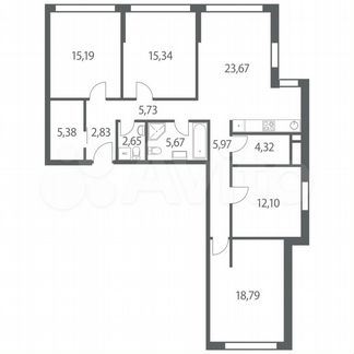 3-к квартира, 117.6 м², 20/35 эт.