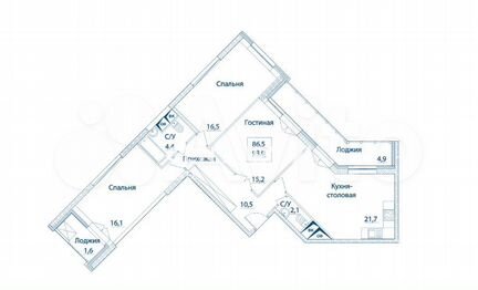 3-к квартира, 93 м², 13/24 эт.
