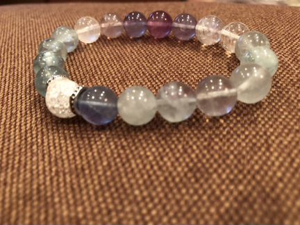 Браслет с натуральным камнем.Флюорит; Тигровый гла