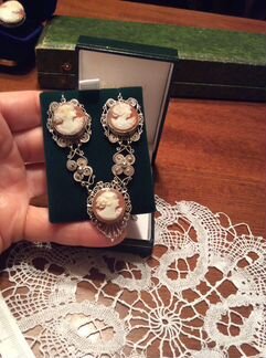 Камея винтаж серебро Англия