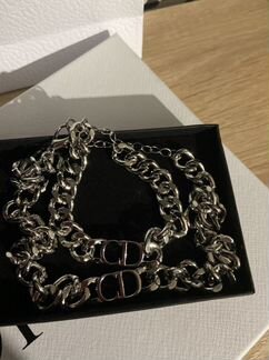Колье цепочка чокер и браслет Dior CD