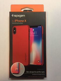 Чехол для iPhone X Spigen Thin Fit красный