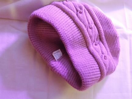 Шапка женская зимняя шерсть розовая