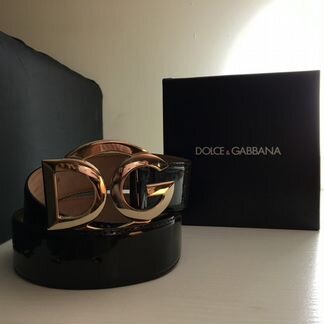Лаковый коричневый ремень Gabbana