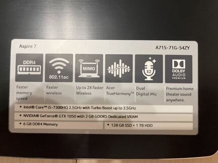 Ноутбук acer a715-71g-54zy