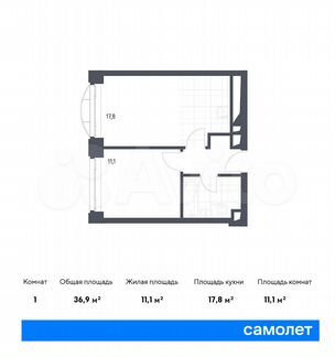 1-к апартаменты, 36.9 м², 4/24 эт.